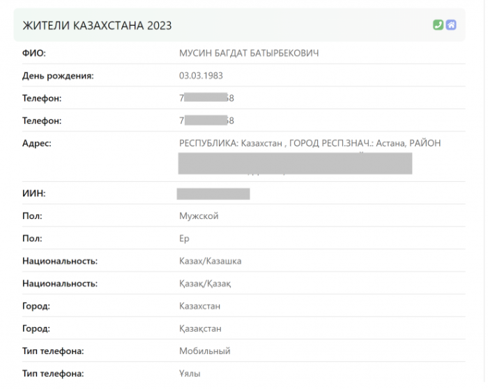 Телефон, адрес, место работы: досье на каждого казахстанца сливает Telegram-бот Телефон, адрес, место работы: досье на каждого казахстанца сливает Telegram-бот