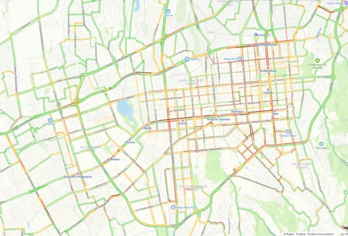9-балльные пробки образовались на дорогах Алматы