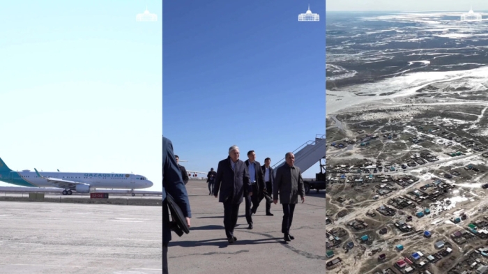 Токаев прилетел в ЗКО и встретится с эвакуированными жителями Токаев прилетел в ЗКО и встретится с эвакуированными жителями