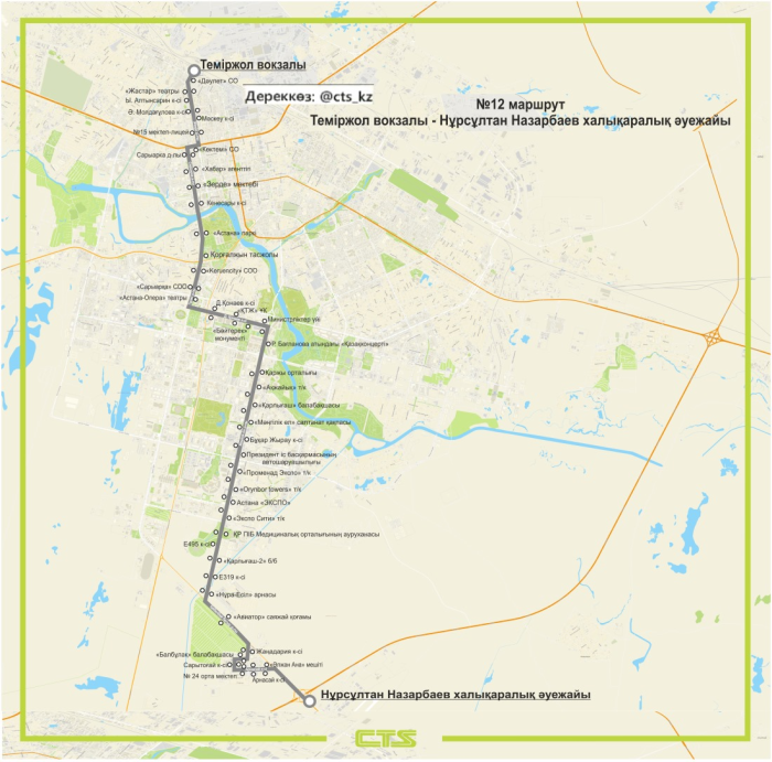 
С 8 июня изменится схема движения автобусного маршрута №12 в Астане
