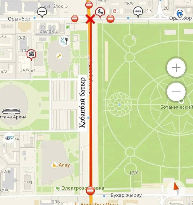 Ещё один участок проспекта Кабанбай батыра временно перекроют в Астане
Ещё один участок проспекта Кабанбай батыра временно перекроют в Астане