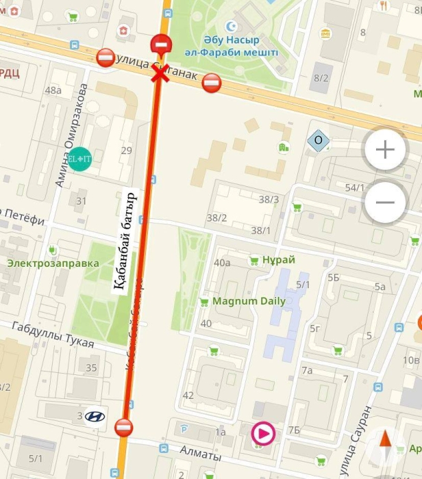 
Участок проспекта Кабанбай батыра на сутки перекрыли в Астане

