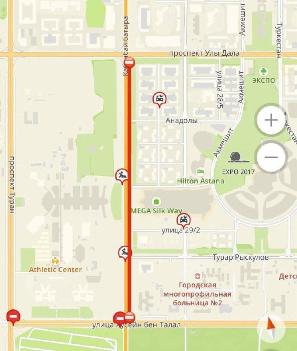 Участок проспекта Кабанбай батыра в Астане полностью перекроют до 14 июня
Участок проспекта Кабанбай батыра в Астане полностью перекроют до 14 июня