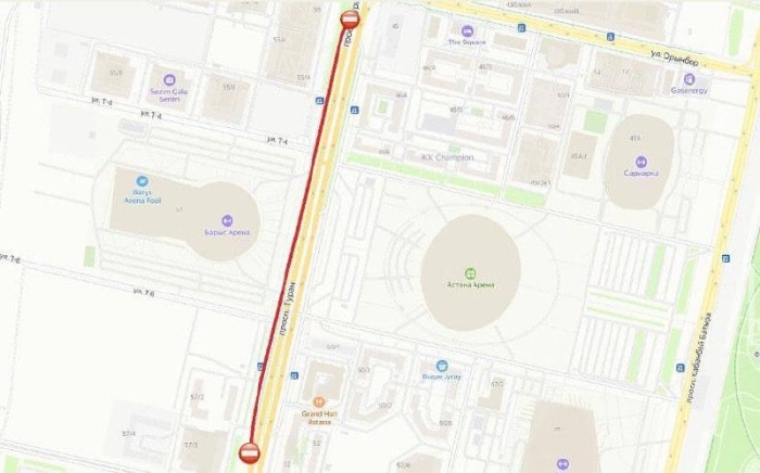 
Проезд к двум остановкам у спорткомплекса "Барыс Арена" временно закроют в Астане

