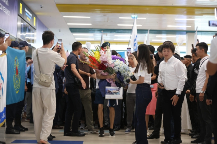 Как встретили спортсменов-триумфаторов Олимпиады в Алматы Как встретили спортсменов-триумфаторов Олимпиады в Алматы