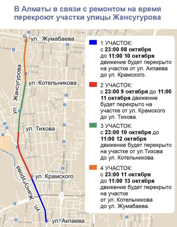 Улицу Жансугурова частично перекроют в Алматы из-за ремонта
Улицу Жансугурова частично перекроют в Алматы из-за ремонта