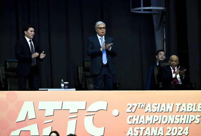 Касым-Жомарт Токаев посетил Чемпионат Азии по настольному теннису в Астане
Касым-Жомарт Токаев посетил Чемпионат Азии по настольному теннису в Астане