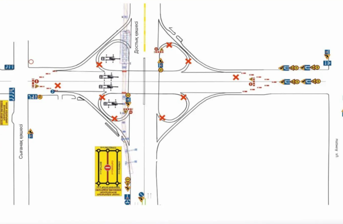 
Перекрёсток Мангилик Ел и Сыганак временно перекроют из-за строительства LRT в Астане
