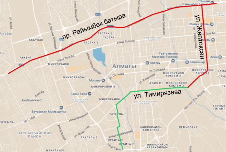 На улице Желтоксан в Алматы начинают строить BRT
На улице Желтоксан в Алматы начинают строить BRT