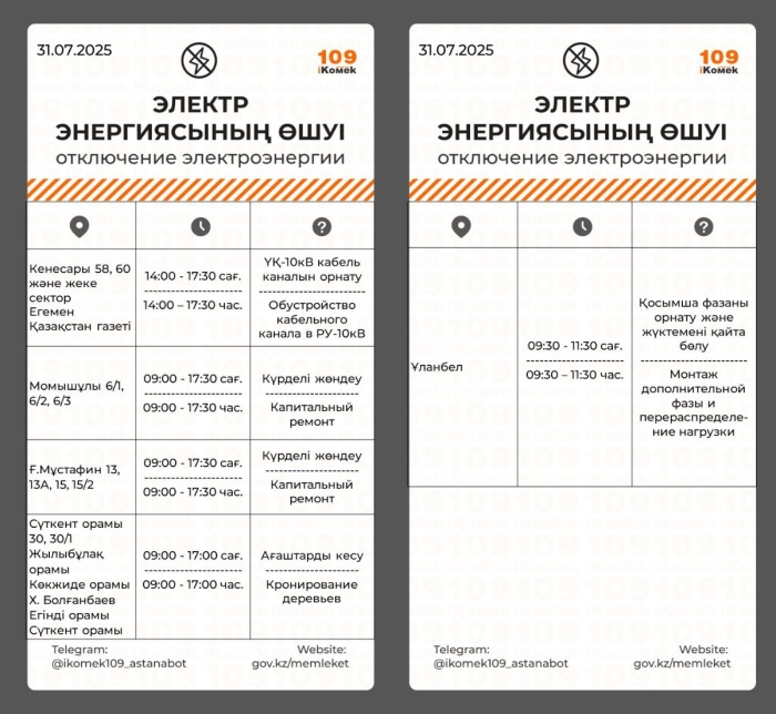 
                                                                                                                                                                                                                                                                                                                                                                                                                                                                                                                                                                                                                                                                                                                                        Массовое отключение воды и света планируется в Астане
                                                            