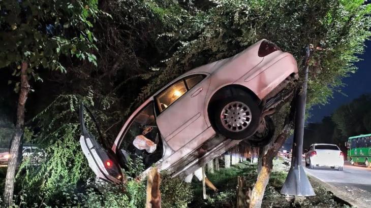 В Алматы после ДТП легковушка повисла между деревом и столбом освещения
В Алматы после ДТП легковушка повисла между деревом и столбом освещения