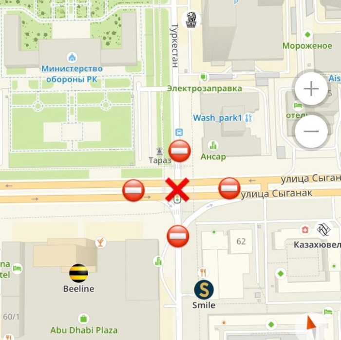 
Пересечение Сыганак и Туркестан временно перекроют в Астане
