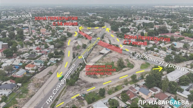 
Схему движения на пересечении Сейфуллина и Жансугурова изменят в Алматы
